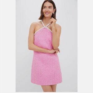 Elegant Pink Halter Midi Dress